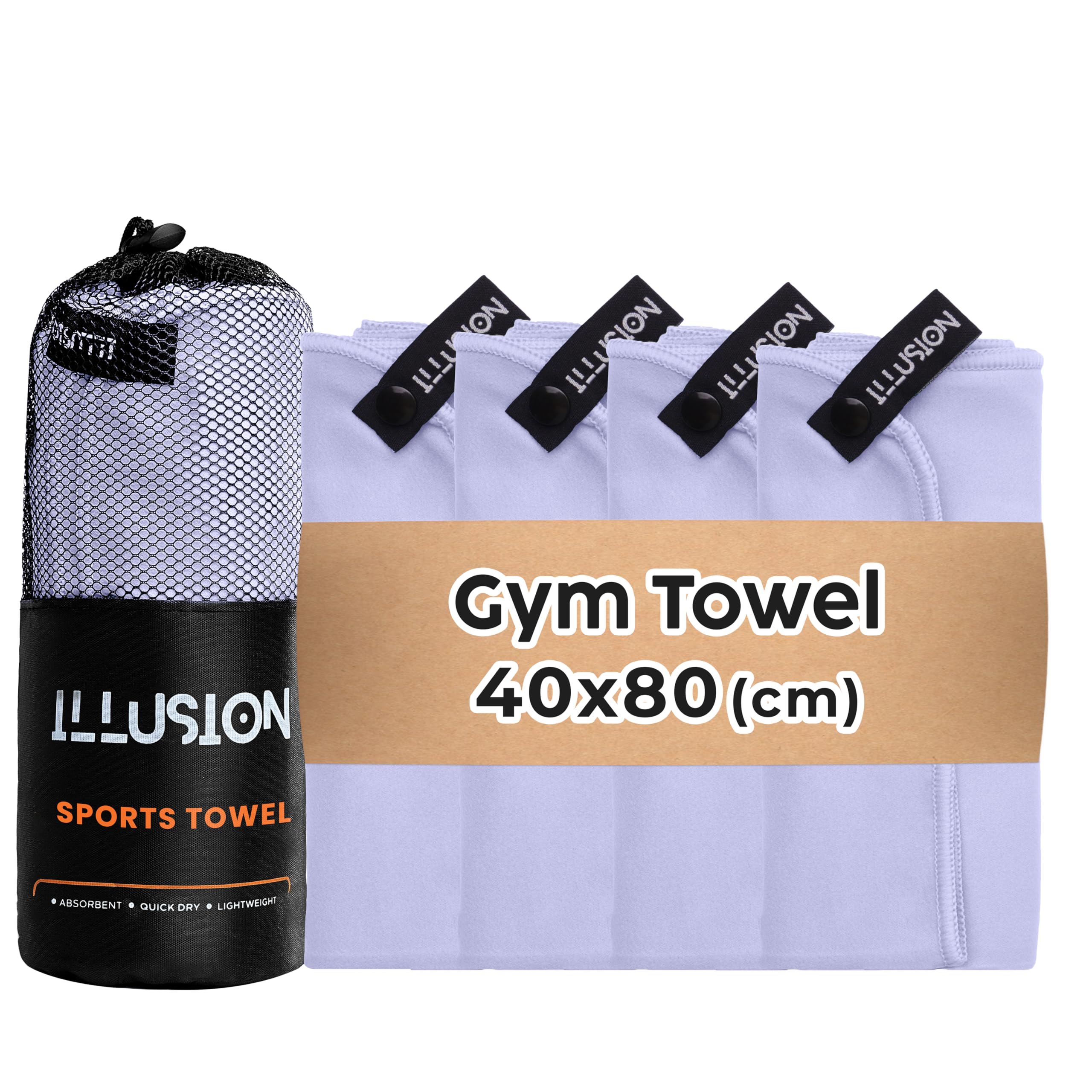 illusion Small Microfibre Gym Towel for Active Sports (40x80cm) - Lightweight Quick Dry Towel - Ideal for Cardio, Cycling, Strength Training, Yoga, and Running, Perfect for Athletes Training Outdoors