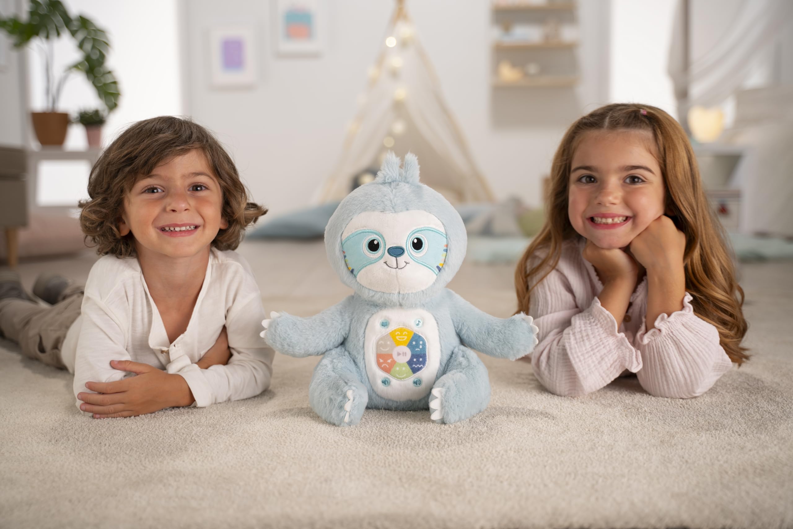 Gipsy Toys - Siméon, Mon conteur d'émotions – Peluche Interactive Musicale, conteuse d’Histoires – Garçon et Filles – 10 Mois à 7 Ans - 28 cm - Vert d'eau - Version Française