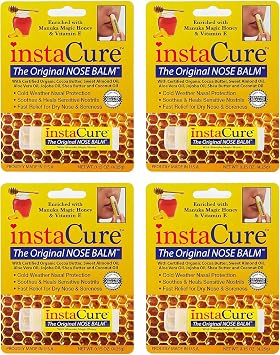 Original Nose Balm. Fast Relief for Cracked Dry & Sore Noses with Raw Manuka Honey Vitamin E Shea Butter Aloe Vera Oil. Heals Dogs Dry Cracked Nose 4 Pack