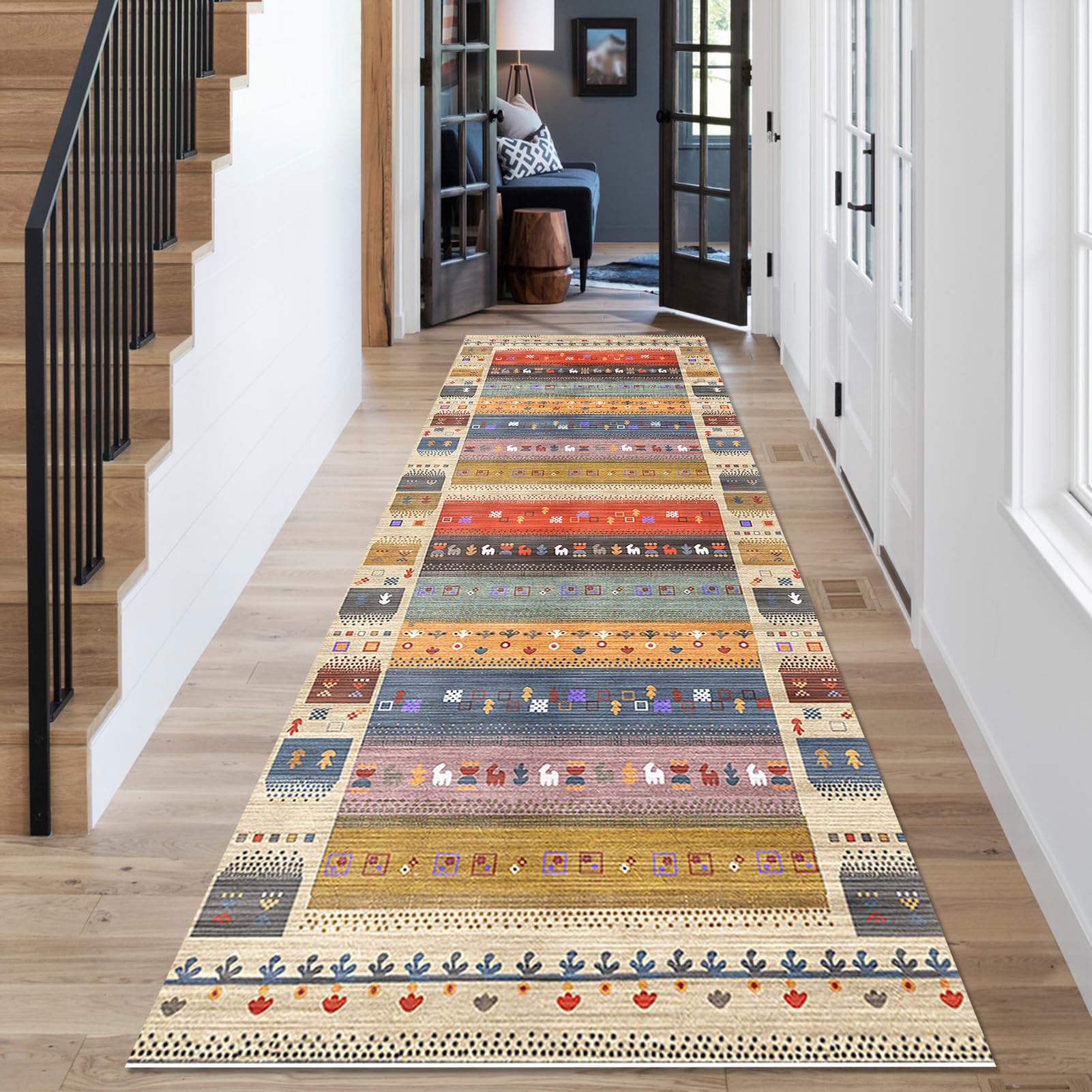 Alfombras pasillo largos y cocina lavables antideslizante interior gris de 80x150 cm