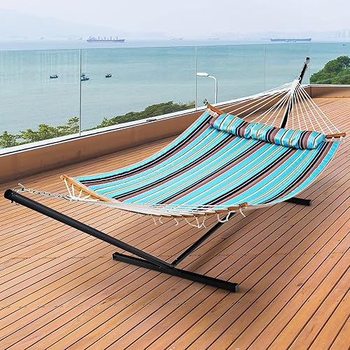 Miniatura 3 de Happygrill Soporte de hamaca ajustable, marco de hamaca de acero resistente para sillas colgantes de 8 a 10.5 pies, soporte de hamaca portátil con