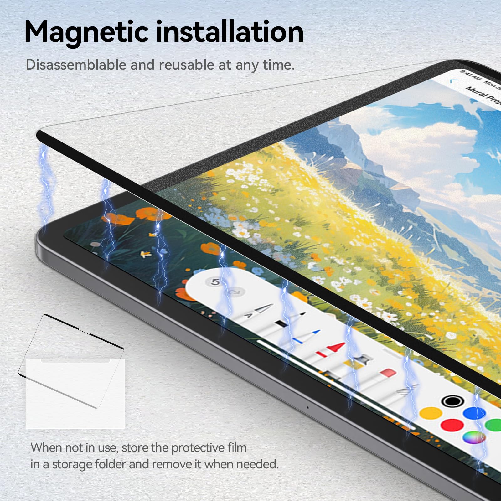 Pellicola magnetica effetto carta per iPad Air 13 M4/M3/M2 (2026-2024), pellicola protettiva opaca in PET antiriflesso/anti-impronte, scrive e disegna perfettamente