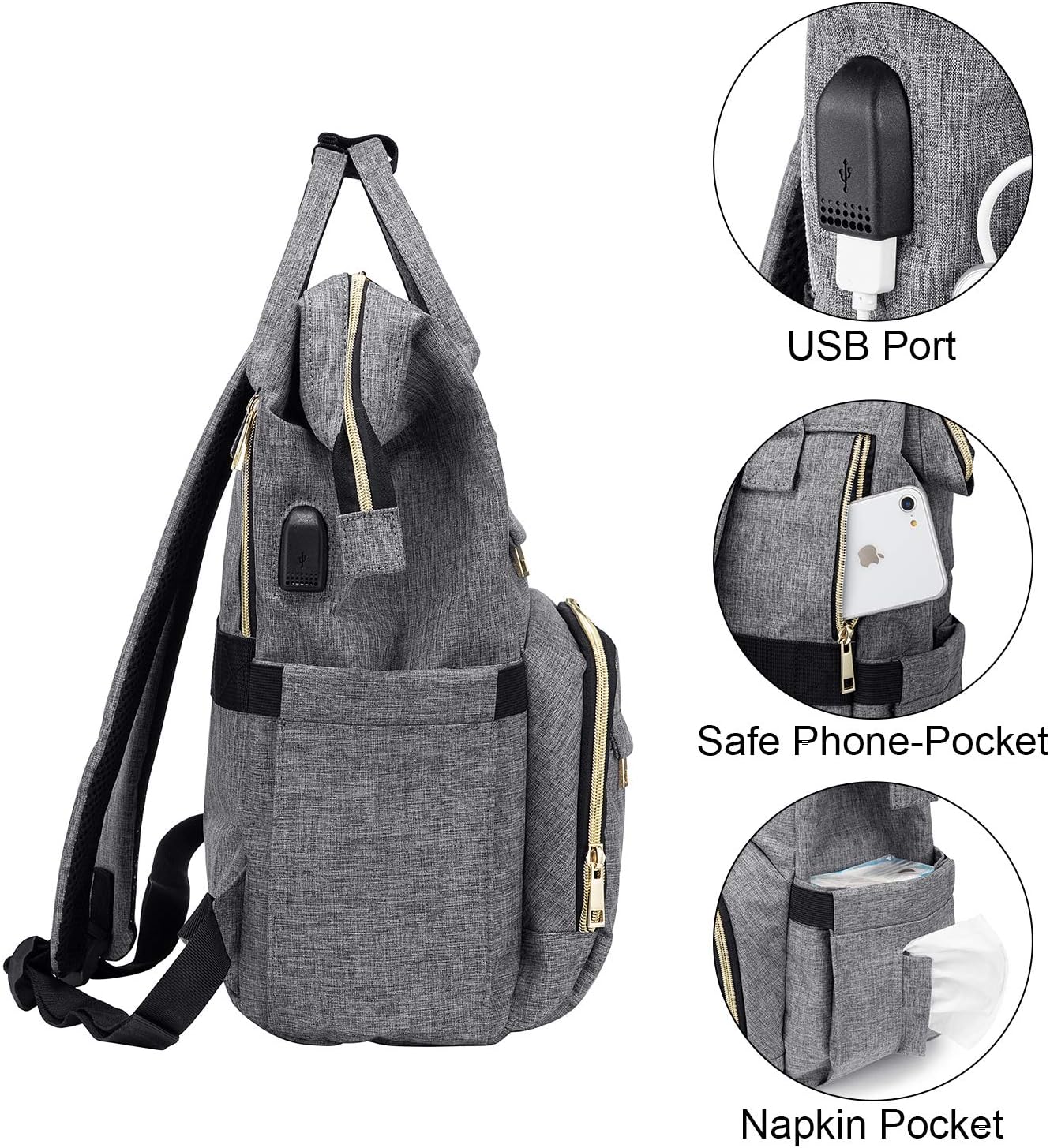 LOVEVOOK Nurse Backpack Laptop Backpack for Women with Stethoscope Case & USB Charging Port Anti Theft Travel Backpacks Doctor Bag Fits 15.6 Inch Laptop and Notebook,Grey