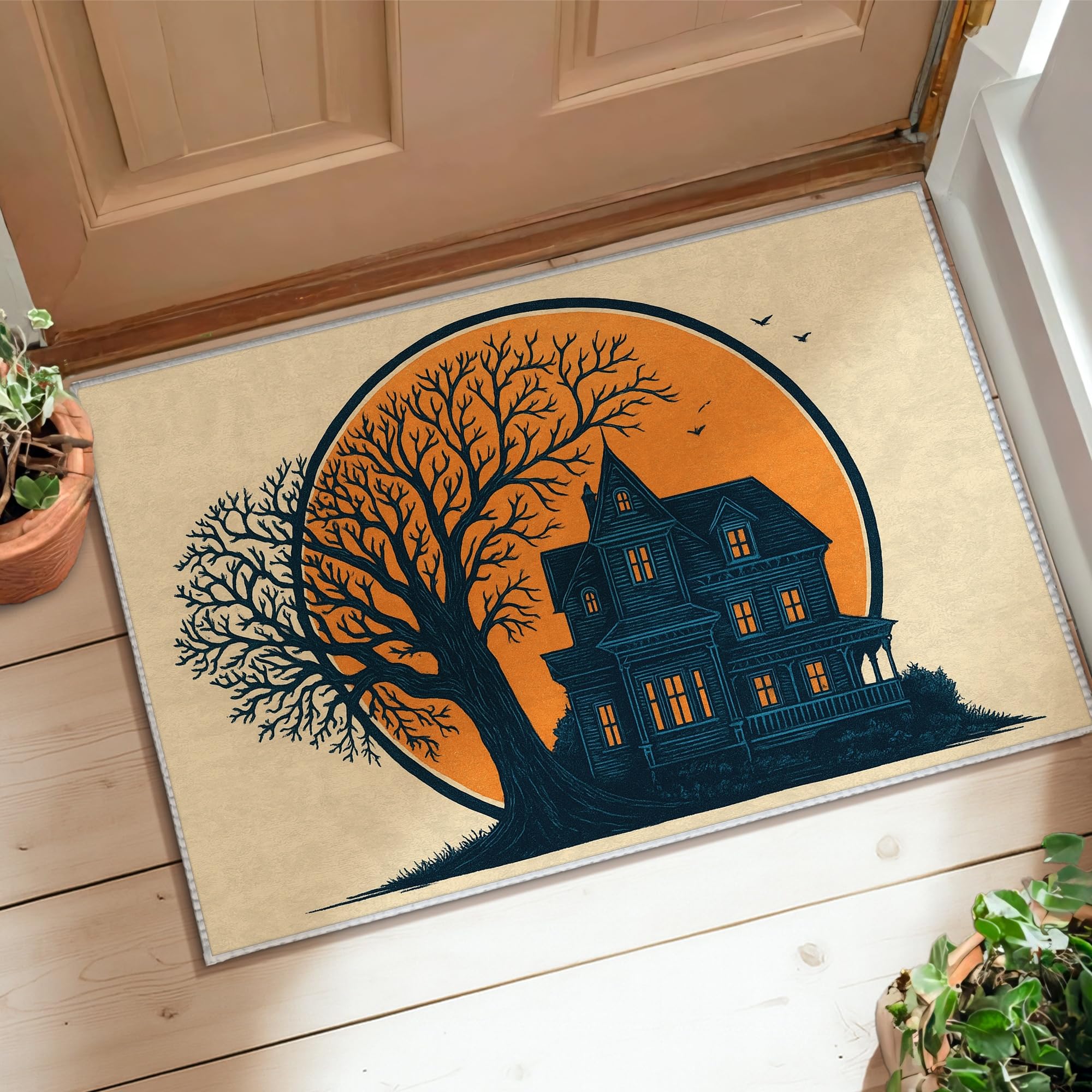 Tapis poils ras Halloween anti-poussière pour sécuriser une entrée ou une chambre