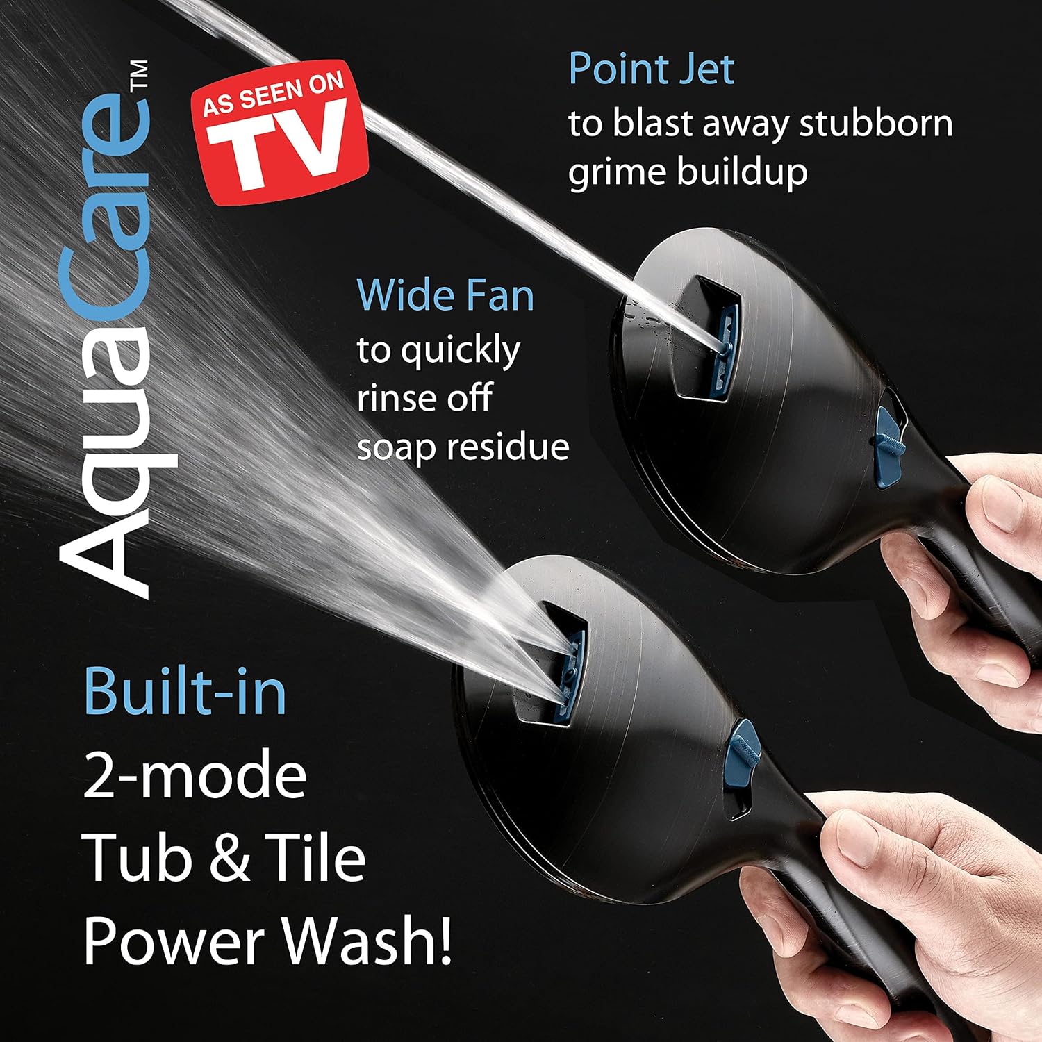 Hotel Spa AquaCare for California As-Seen-On-TV High Pressure Handheld Rain 50-mode 3-way Shower Head Combo with Adjustable Arm, Anti-clog Jets, Tub & Pet Power Wash, 6 ft. Hose, Rubbed Bronze
