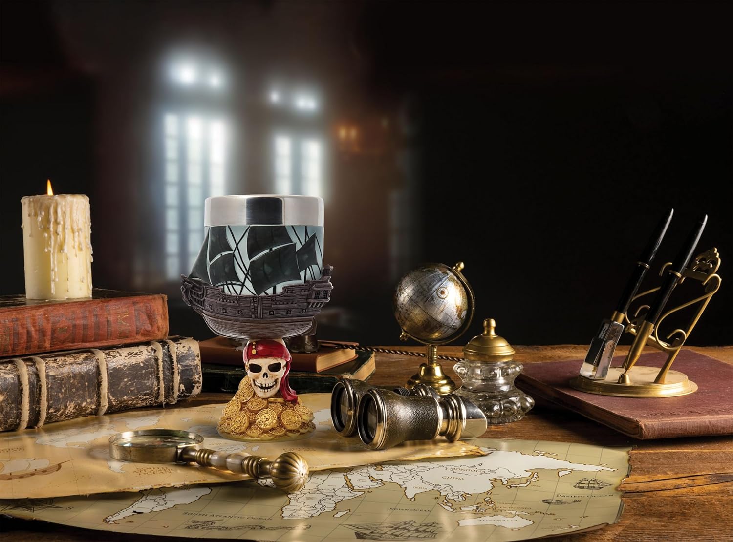 Enesco Disney Showcase Pirates of The Caribbean The Black Pearl Decorative Chalice Goblet, 7.09 Inch, Multicolor