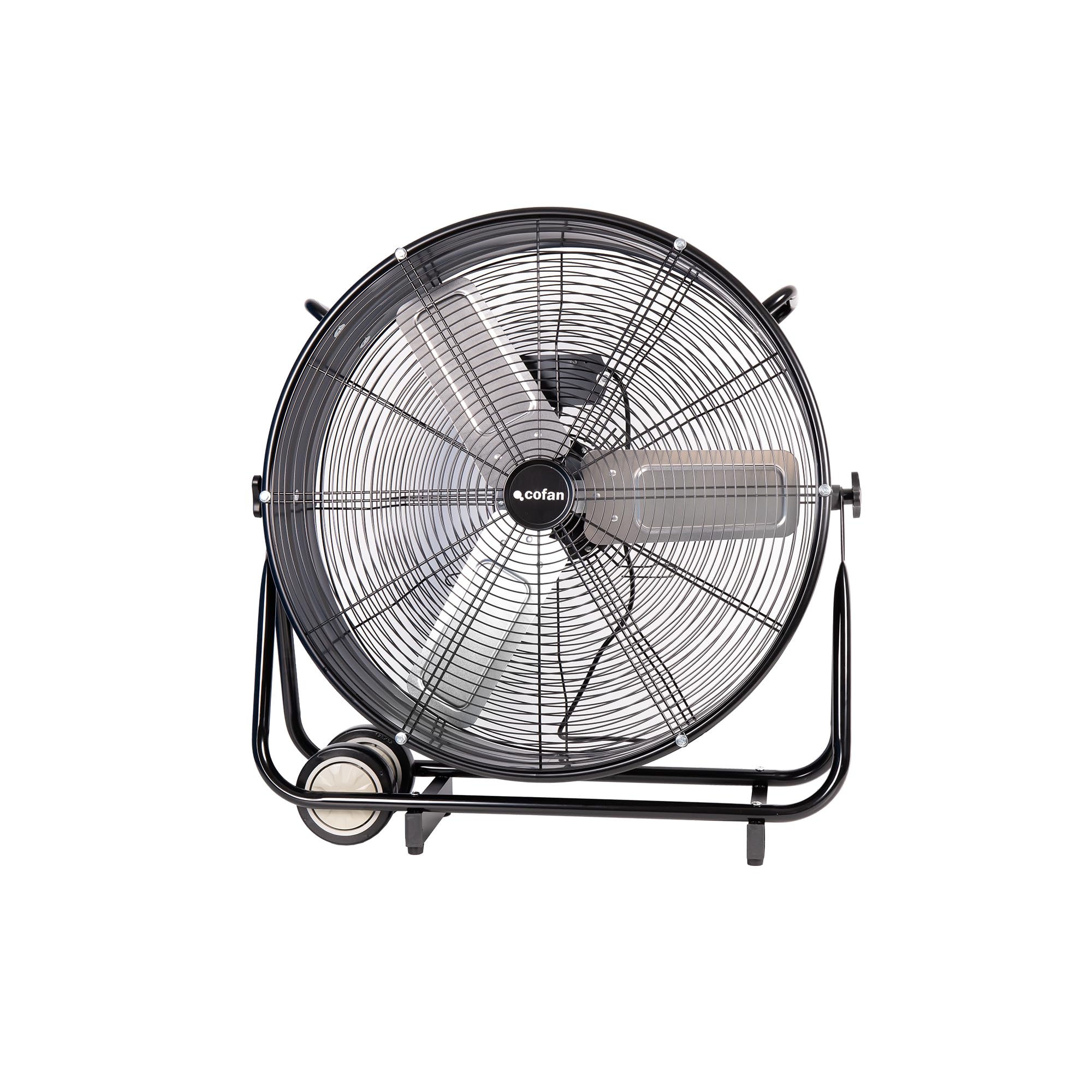 Cofan Ventilatore industriale da terra | 3 velocità | Potenza: 250 W | Angolo regolabile | Colore: nero | Ventilatore con ruote e maniglia | Dimensioni: 75 x 26 x 76 cm