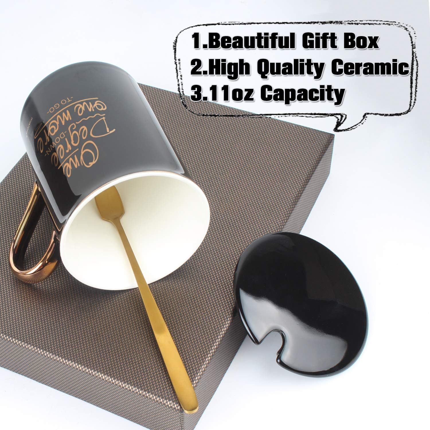 🔥 Hot Deals WHATCHA One Degree Down One More to Go Black Gold Coffee Mugs Graduation Gifts for College and High School Graduates Ceramic Tea Cups 11oz