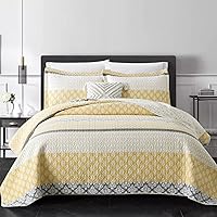 Vista 17 de PERHOM Juego de edredón 100% algodón tamaño Queen - 3 piezas, estilo bohemio, a rayas, ligero, suave, transpirable, juego de ropa de cama beige gris