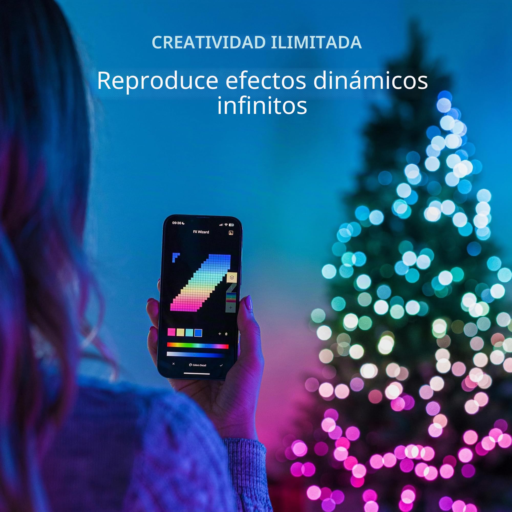 Twinkly Strings USB-C Pearls 200 LED, cadena de luz LED en forma de perla, luces de Navidad, luces LED RGB multicolor, LED asignables, compatible con Alexa, Google Home, alimentación USB-C, cable