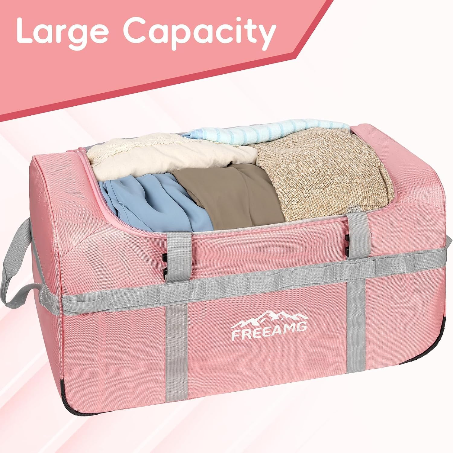 120L Foldable Rolling Duffel Bag with 3 Wheels And Handle, 30 inch Large Travel Duffle Bag for Travel, Camping, Outdoors