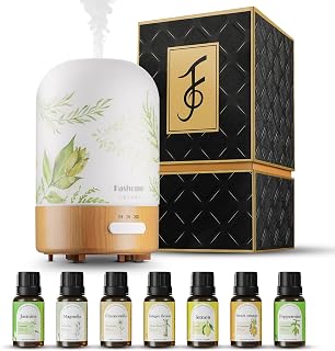 Aromatherapy Diffuser with Jasmine Oil & 6 Essential Oil Blends, 100ML Ultrasonic Scent Humidifier with Timer & Auto-Off – Includes Chamomile, Frankincense, Ginger Flower, Lemon, Orange Sweet,