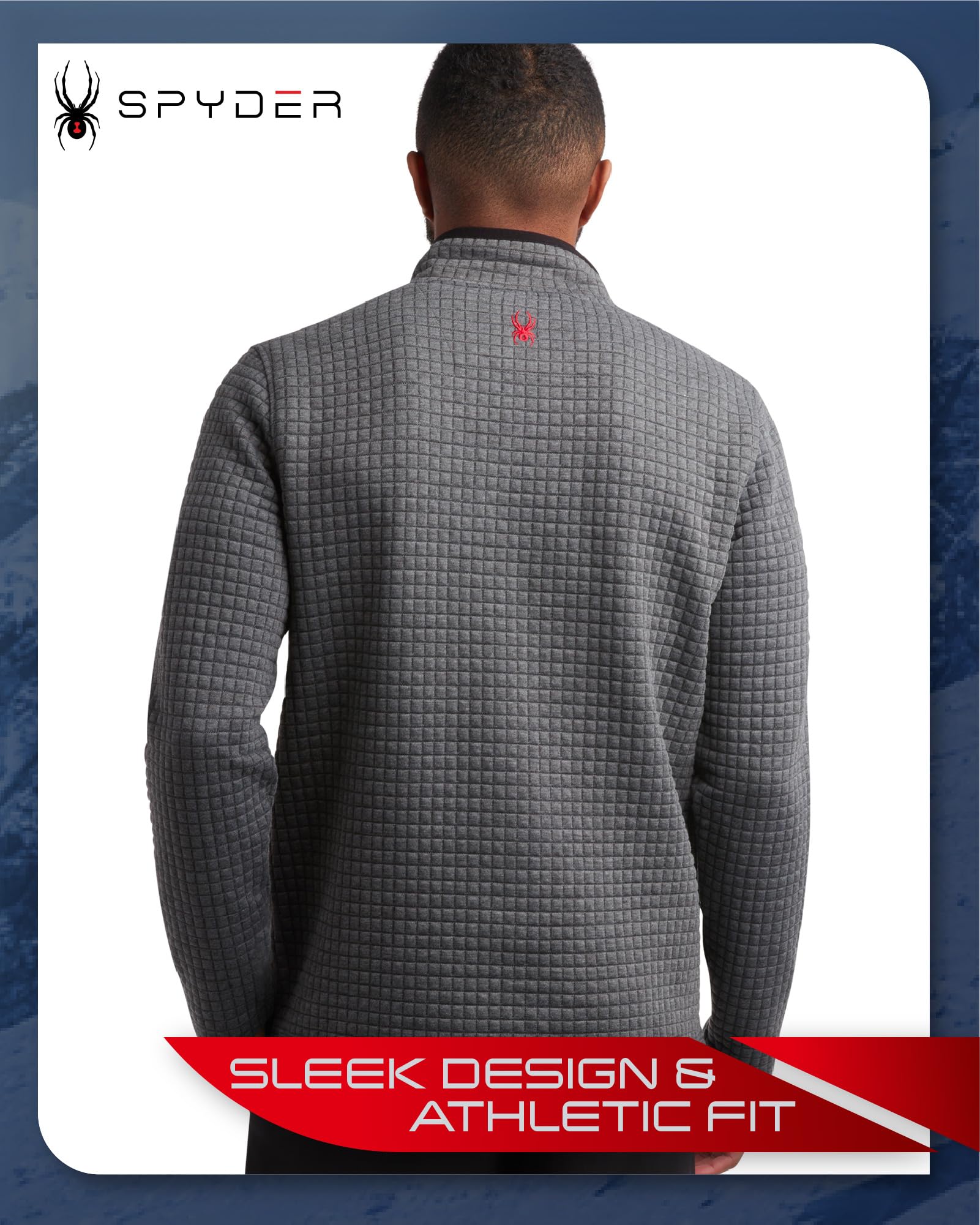 Spyder Męski sweter z zamkiem na ćwierć - Performance Grid polar z zamkiem 1/4 sweter męska bluza do golfa, wędrówek, biegania