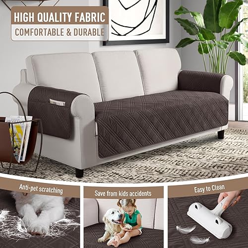 Miniatura 4 de TAOCOCO Fundas de sofá impermeables para perros y mascotas con respaldo antideslizante, fundas de asiento de sofá con bolsillo lateral para sofá de