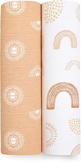 aden + anais Swaddle Blanket, Boutique Muslin Blankets for Girls & Boys, Baby Receiving Swaddles, Ideal Newborn & Infant Swaddling Set, 2 Pack, Keep Rising