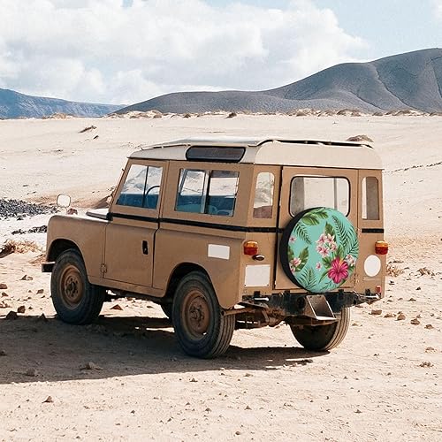 Miniatura 5 de Funda de repuesto para neumáticos de repuesto con hojas tropicales hawaianas, protección solar, ajuste universal para remolque, RV, SUV, camión,