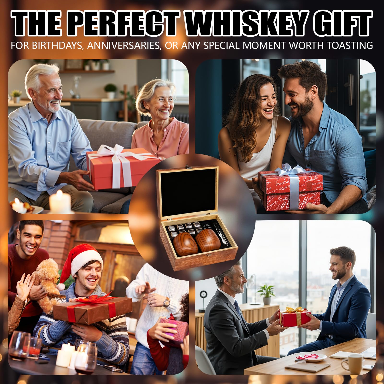 Kit Bicchieri Da Whisky in Legno Carbonizzato, Bicchiere Borbone Personalizzato, Bicchiere Da Whisky Premium Artigianale, Regali Perfetti Per Uomini, Marito, Fidanzato, Padre, Amici