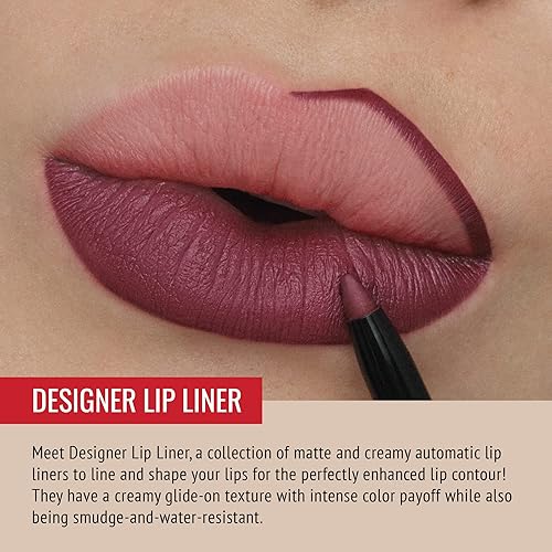 Miniatura 2 de Runway Rogue Designer Liner - Lápiz de labios mate, lápiz delineador de labios de ciruela apagada mate y sacapuntas para delineadores de labios,