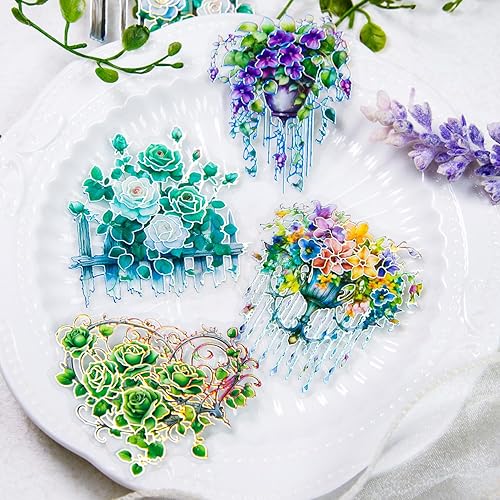 Miniatura 9 de 120 calcomanías para álbumes de recortes, tema de vegetación, álbumes de recortes, diario, manualidades, decoración de adornos, calcomanías de