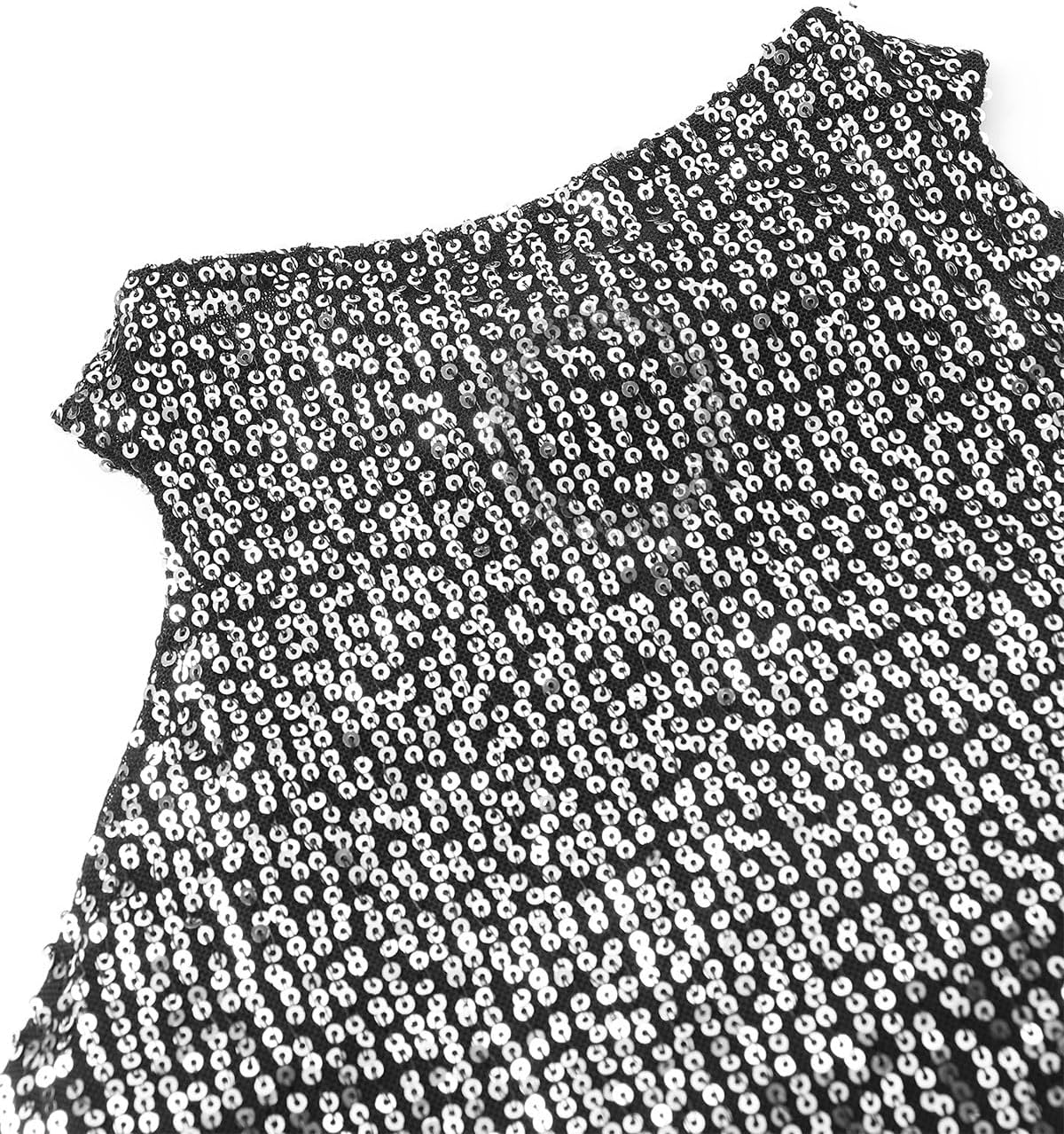 Womens Sparkly Sequin Tops Mock Neck Blouse Sleeveless Shiny Tank Top Sleeveless Glitter Outfits Party Shirt 2025 - Image 5