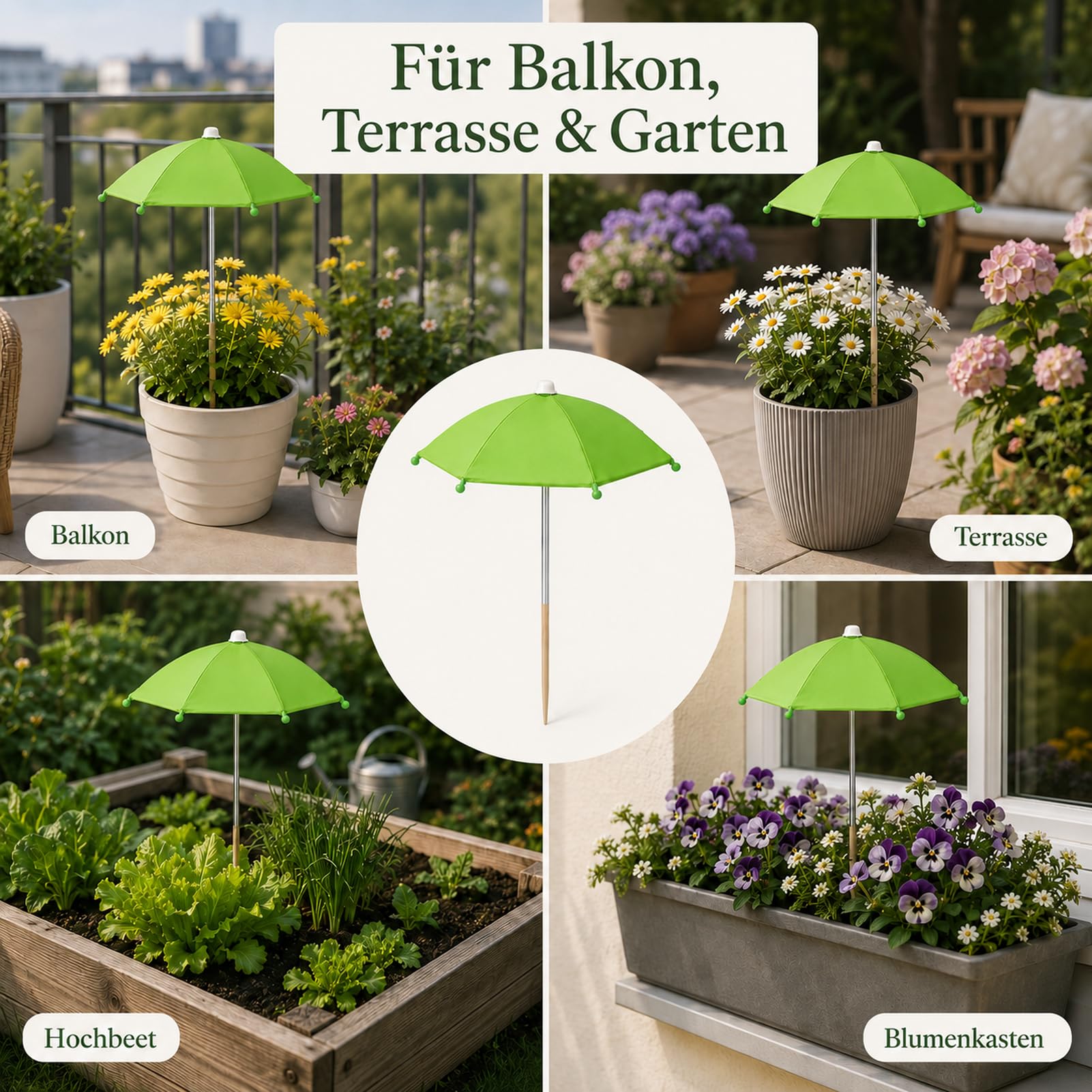 Generisch Verstellbarer Pflanzenschirm, 5 Stück, Pflanzenschirm Mit Pfahl, Tragbar, Klein, Terrassenschirme, Stoff, Sonnen- Und Regenschutz Für Topfpflanzen, Gartenbeet, Blumen