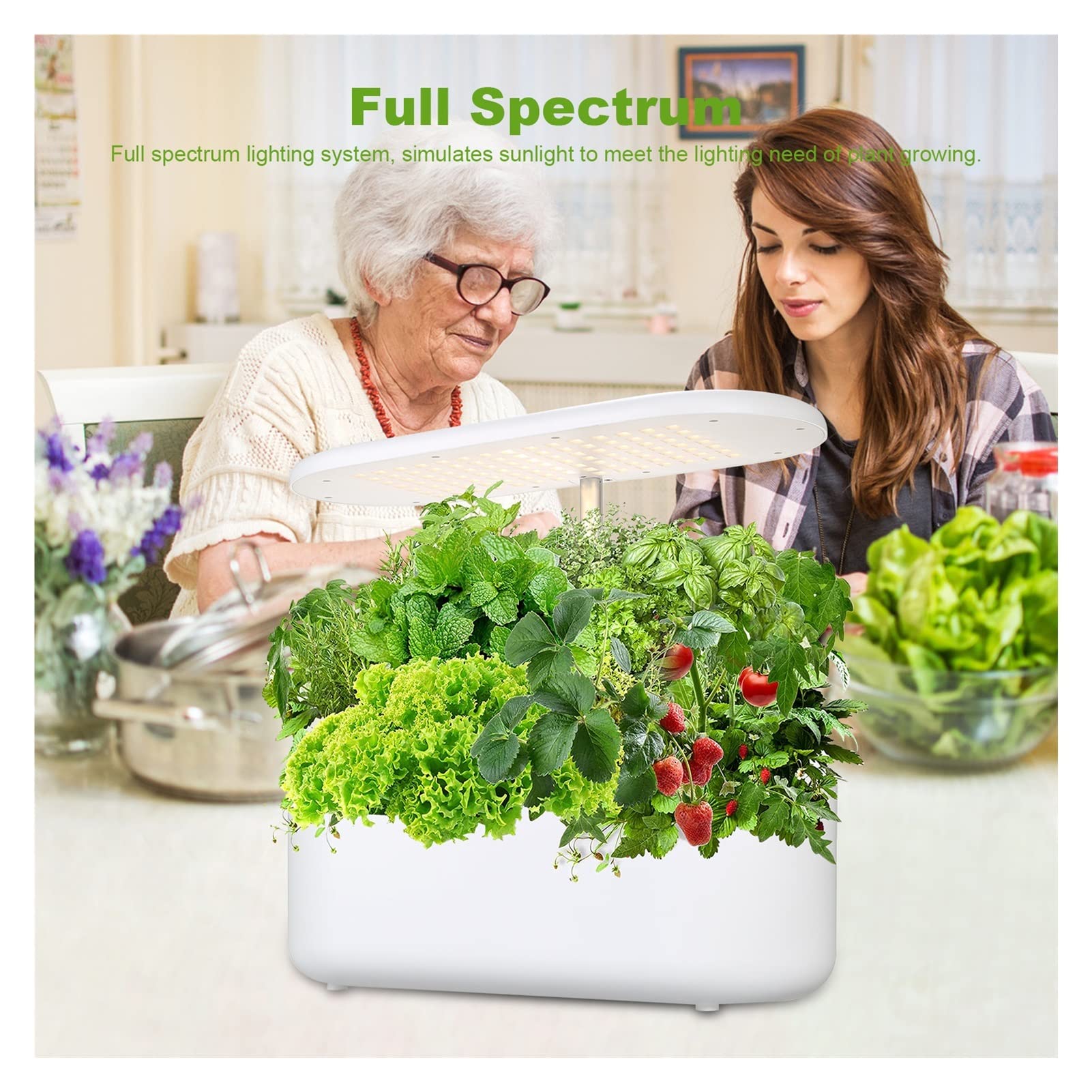 Lámpara LED de espectro completo Phyto, sistema de cultivo hidropónico de altura ajustable, dos modos de cultivo, luz de crecimiento hidropónico para invernadero, kits y sistemas de cultivo hidropón