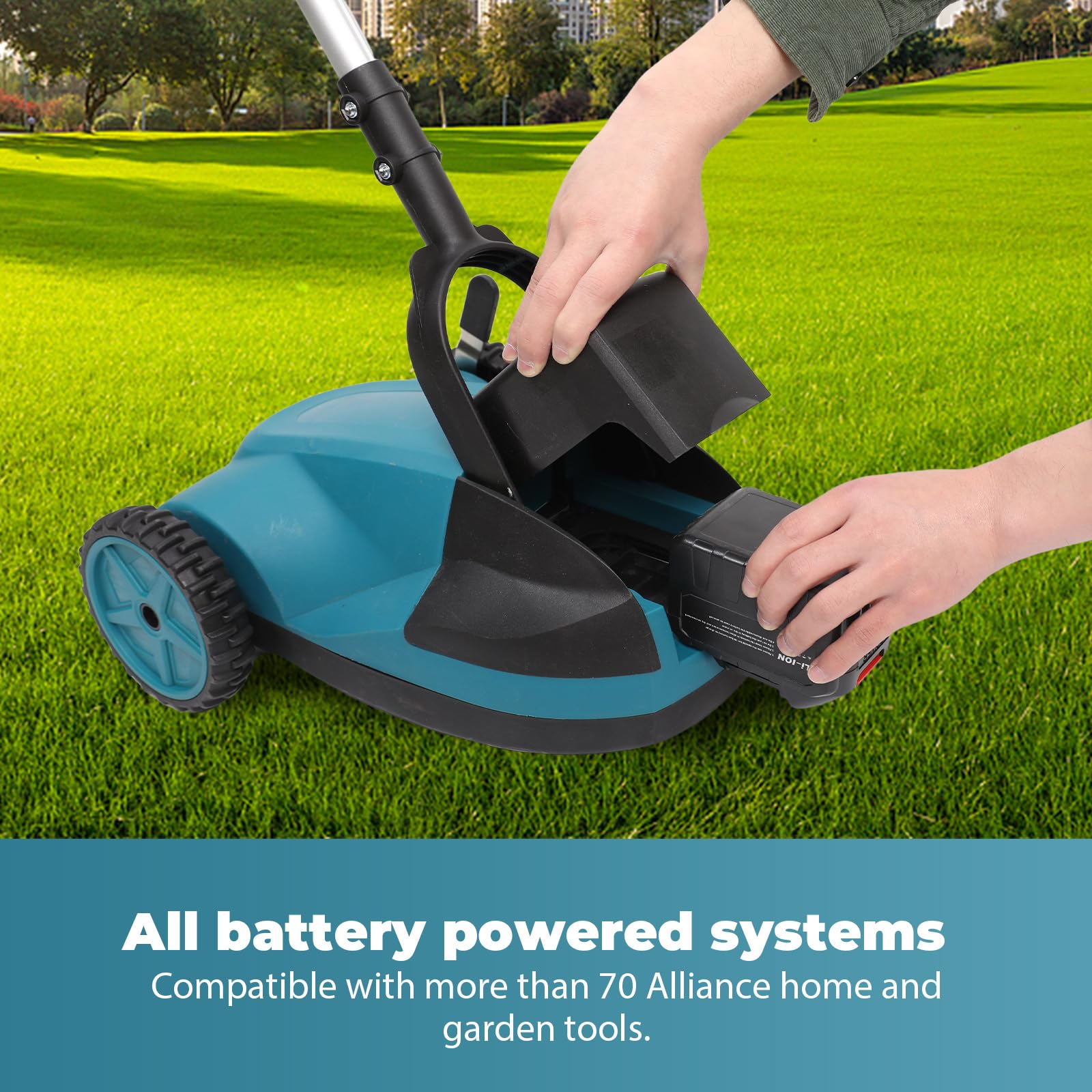 Cortacésped inalámbrico 2 en 1, motor sin escobillas, ligero (1) | Cortacésped con batería, compacto, ligero, sistema Safe Tilt 20°-70°, ideal para jardines pequeños de hasta 50 m²