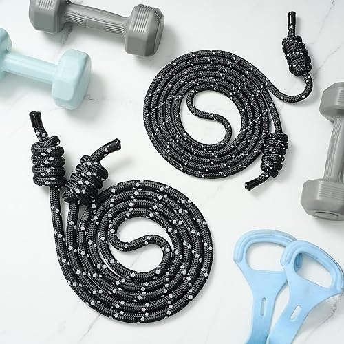 Miniatura 6 de Lewtemi 2 Pcs Flow Rope for Fitness Double Woven Workout Rope Adjustable Length Flow Jump for Working out Men Women Training Exercise Gym Indoor
