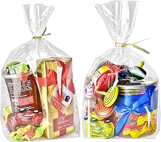 Sponsored Ad - PigPotParty 8"x 11",100Pcs Bottom Gusset Bags, Clear Cello Cellophane Plastic Treat Goodie Bags with 100x T...