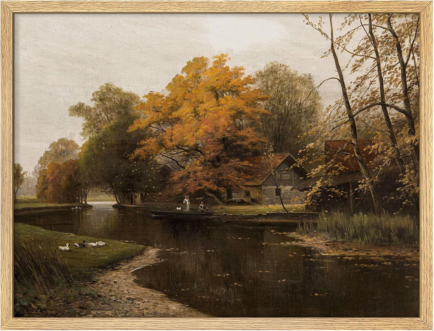Amazon.com: SIGNWIN Framed Autumn Fall Forest River Landscape Wall Art ...