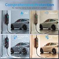 Youwoauto 11KW 3-fázisú Hordozható Wallbox Töltőállomás - Type 2 Töltőkábel CEE Csatlakozóval, Állítható Töltőteljesítmény, Applikációs Vezé 4