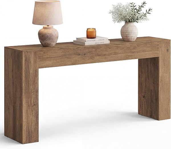 Mesa de entrada VASAGLE de 63 pulgadas, tablero grueso, estilo granja | Mesa larga para pasillo, sala, recámara, detrás del sofá, café miel
