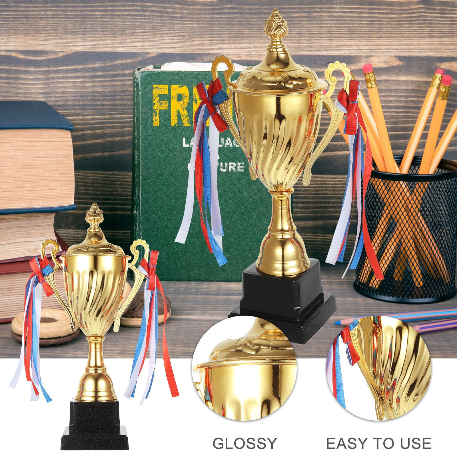 Trofeo para Escolares Base de Plástico Adecuado para Metálico Dorado Grande Competiciones Deportivas y de Premiación