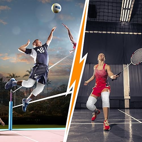 Miniatura 12 de Rodilleras de baloncesto, fundas de compresión para piernas para adolescentes y adultos, rodilleras de lucha libre, voleibol de fútbol, pickleball
