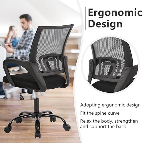 Miniatura 7 de PayLessHere Silla de oficina para computadora, ergonómica, silla de escritorio barata, ajustable, cómoda, con respaldo medio, silla giratoria con