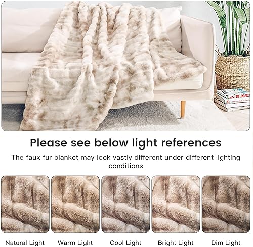 Miniatura 8 de NEXHOME PRO Manta de piel sintética, suave y acogedora manta de vellón de felpa para sofá, cama, sala de estar, mantas de doble cara para mujeres,