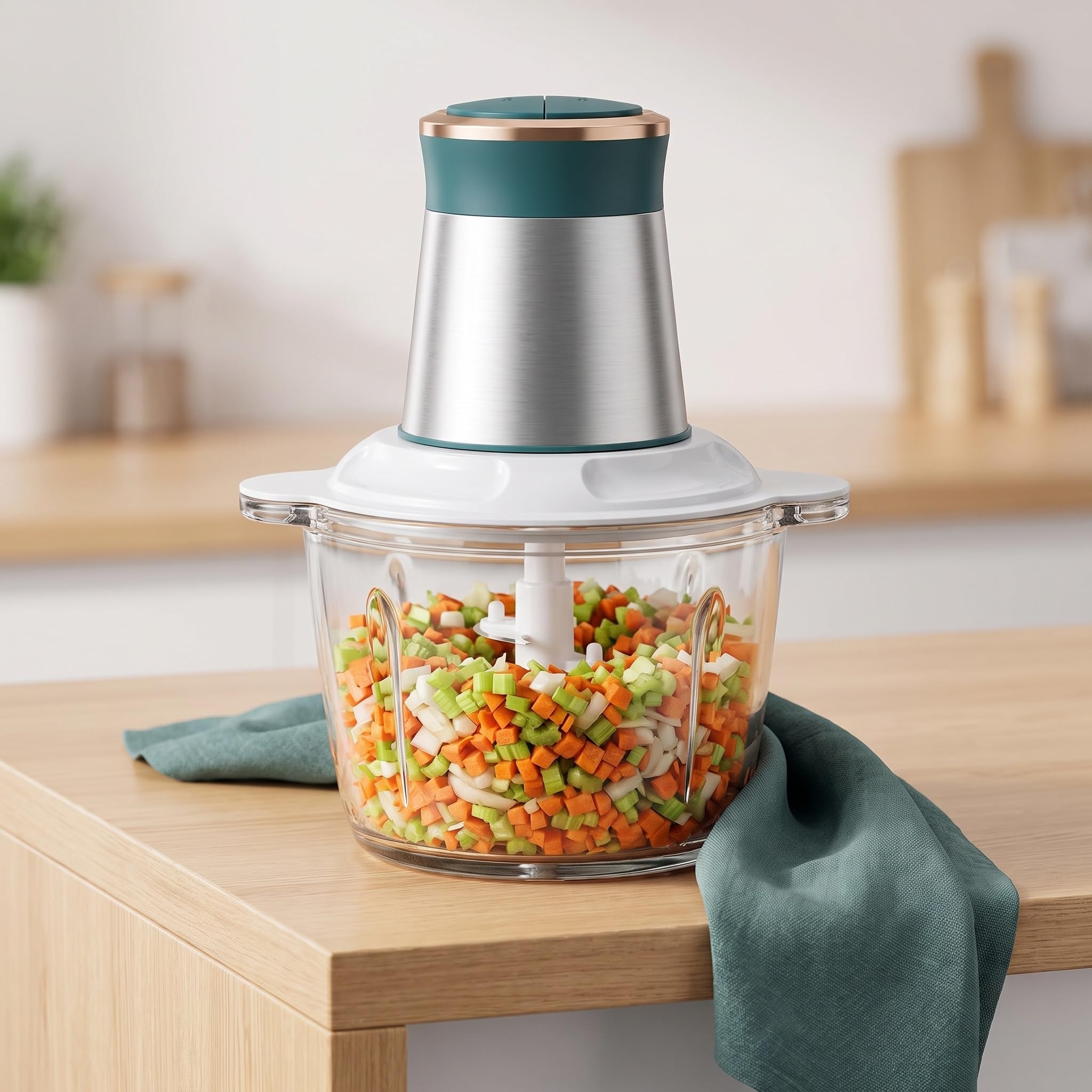 Picadora De Carne Eléctrica De 3 litros Y Peladora De Ajos, Picadora De Verduras Multifuncional, Ralladora De Frutas, Herramienta Procesadora De Alimentos para La Cocina. Black Two Knife