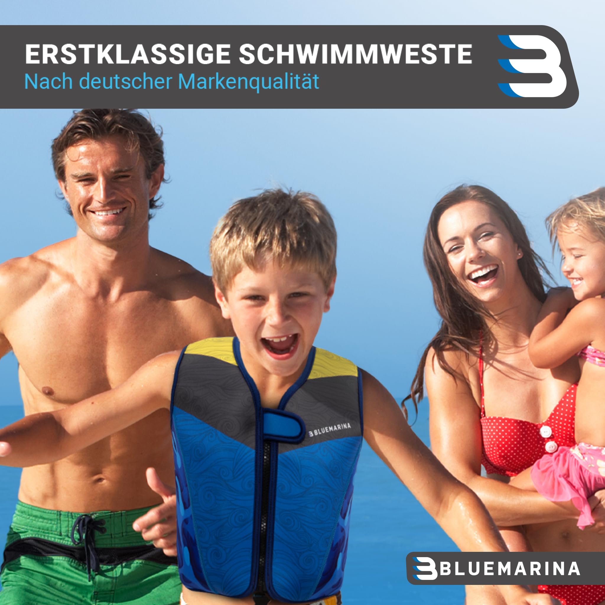 Bluemarina Schwimmweste für Kinder | Verschiedene Größen von Kleinkind bis Baby - Schwimmlernhilfe - Schwimmhilfe - Schwimmflügel - Schwimmring - Schwimm Weste für Kind ab 1-9 Jahren