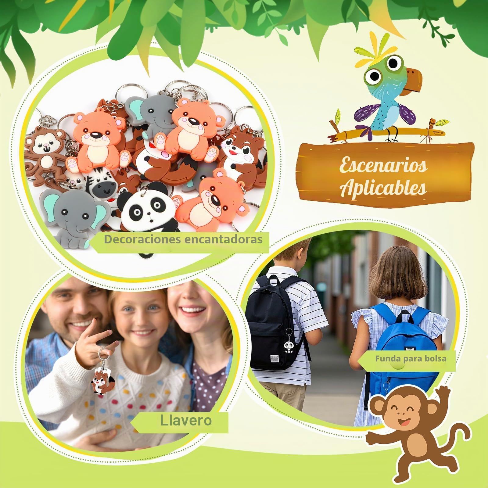 24 Llaveros De Animales De Silicona Para Niños – Variedad De León, Mono, Jirafa, Cebra Y Elefante, Ideales Para Bolsas De Fiesta Y Regalos De Cumpleaños
