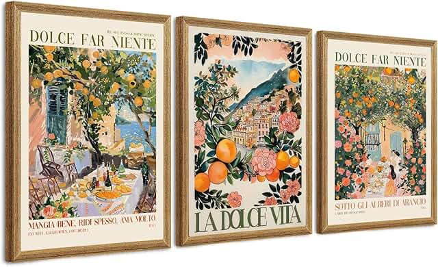Ovczax Italy Travel Framed Wall Art, Mediterranean Style Decorative Pain...