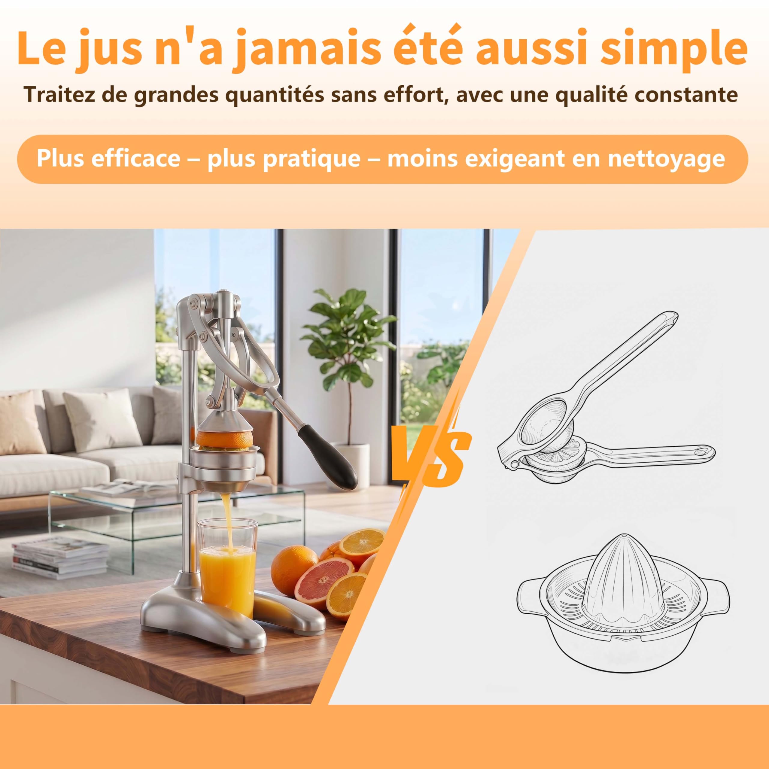 Presse Agrumes,Presse à Citron Professionnelle Avec Levier Facile,Presse Fruit Manuel pour Orange, Grenade, Citron Vert Et Pastèque (argenté)