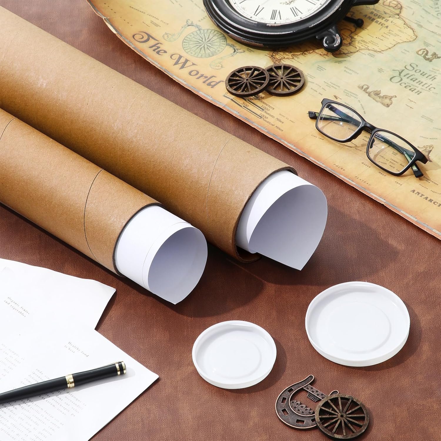 Feifeiya 4 Pack Poster Mailing Tubes with Caps 4 x 47, 3 x 47 Large Cardboard Tubes Kraft Paper Cardboard Tube Storage Tube for Shipping Storing Posters Prints Artwork Documents Golf Club