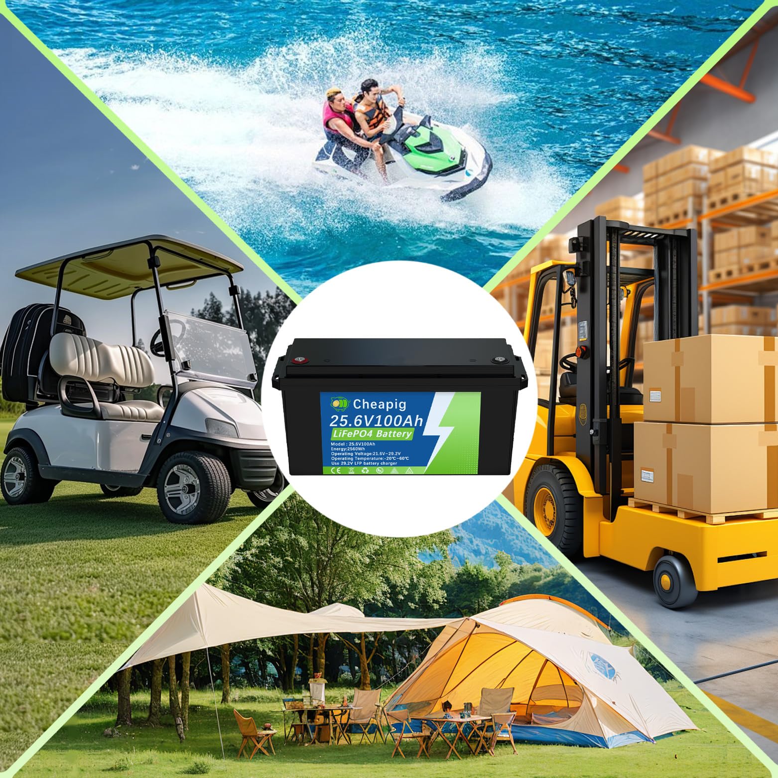 Batteria Litio 24V 100Ah Lifepo4 con 100A BMS | Protezione da Bassa Temperatura,3000+ Cicli,per Solari Domestici, Caravan, Campeggio