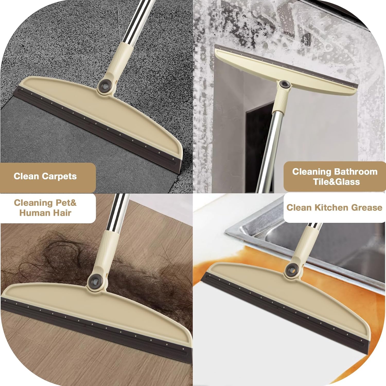 Silicone Air Broom, Multi-Funct Long Handle with Adjustable Rubber