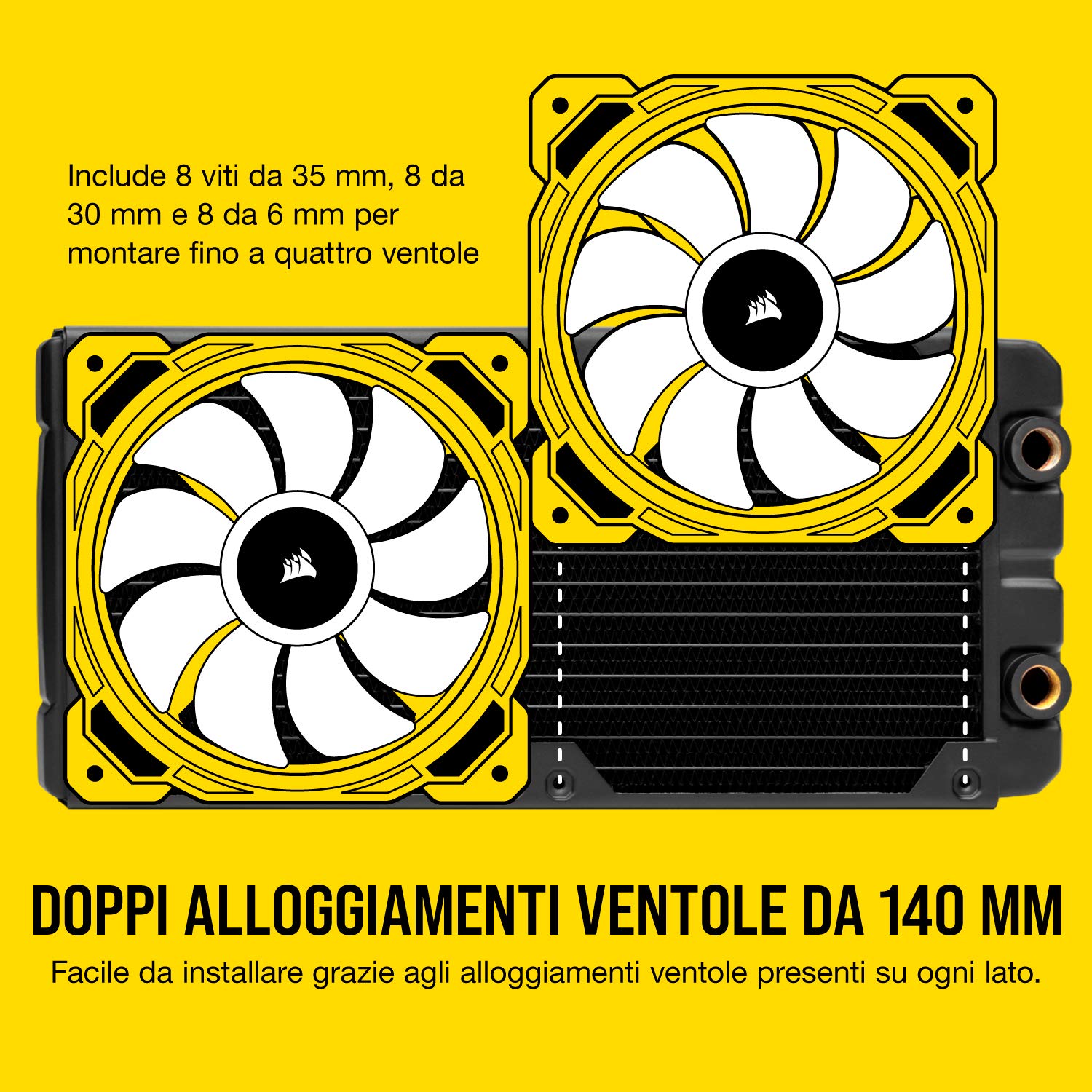 Corsair Hydro X Serie, XR5 280 mm Radiatore Sottile per Raffreddamento a Liquido, Doppi Supporti Ventole da 140 mm, Installazione Struttura di Rame di con Guide delle Viti Delle Ventole, Nero