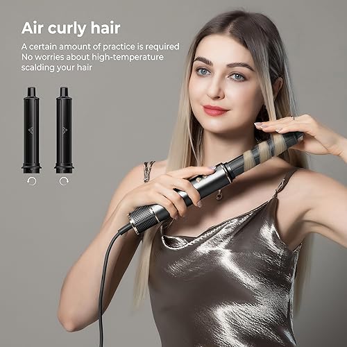 Miniatura 2 de Cepillo secador de pelo 5 en 1 autoenvoltura para cabello de aire caliente con aleación de aluminio de alta velocidad, cepillo secador