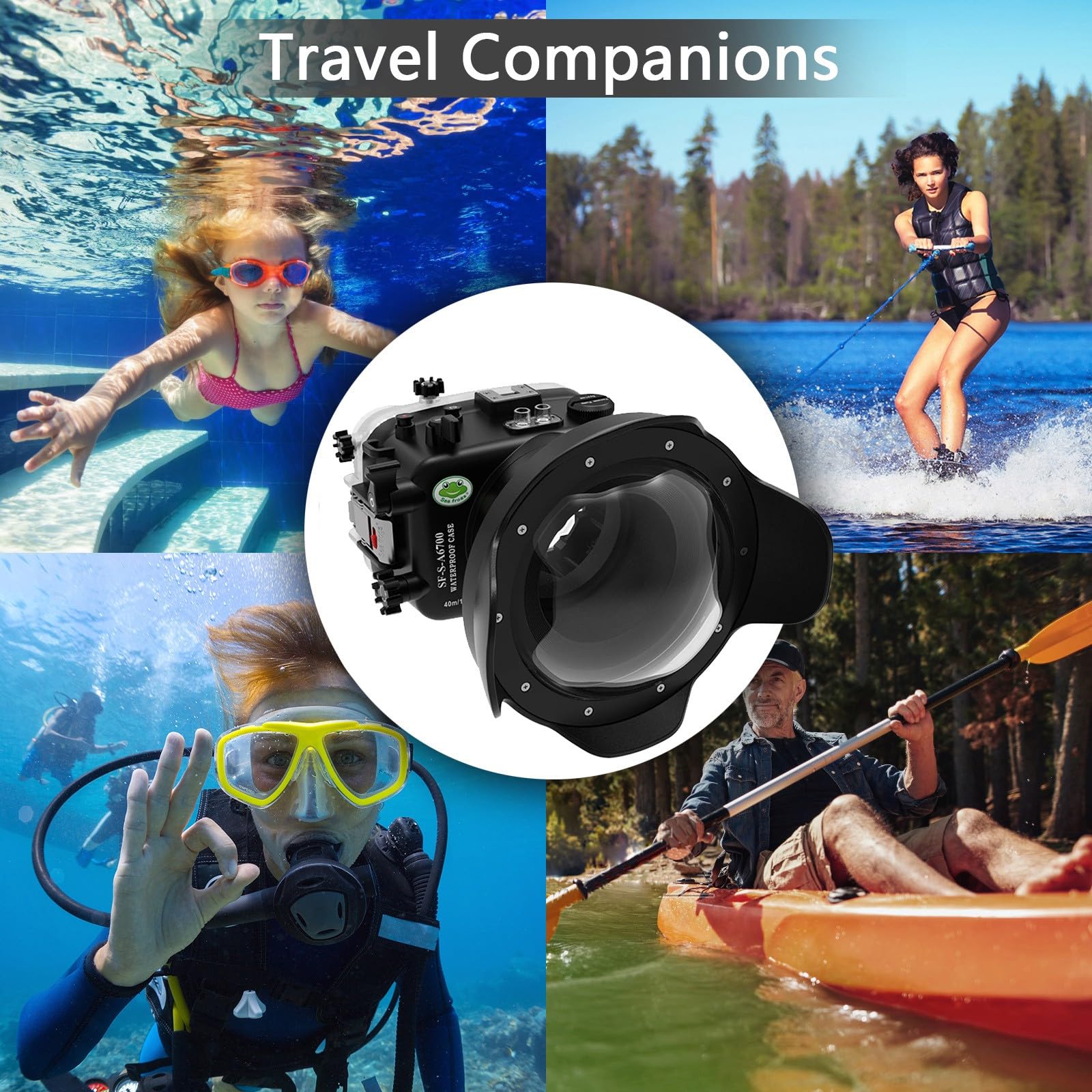 Seafrogs Carcasa Subacuática para Sony A6700 con Puerto De Cúpula Wa005F, [40M/130Ft] Carcasa De Buceo Impermeable para Sony Ilce-6700 con E 18-105 Mm F4, 28-60 Mm F4-5.6