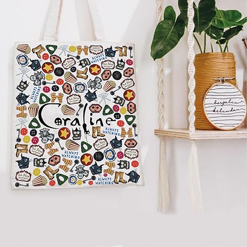 Miniatura 7 de POFULL Regalo inspirado en películas de dibujos animados, regalo de terror, película de fantasía, regalo de cosplay, Bolso de mano coral de dibujos