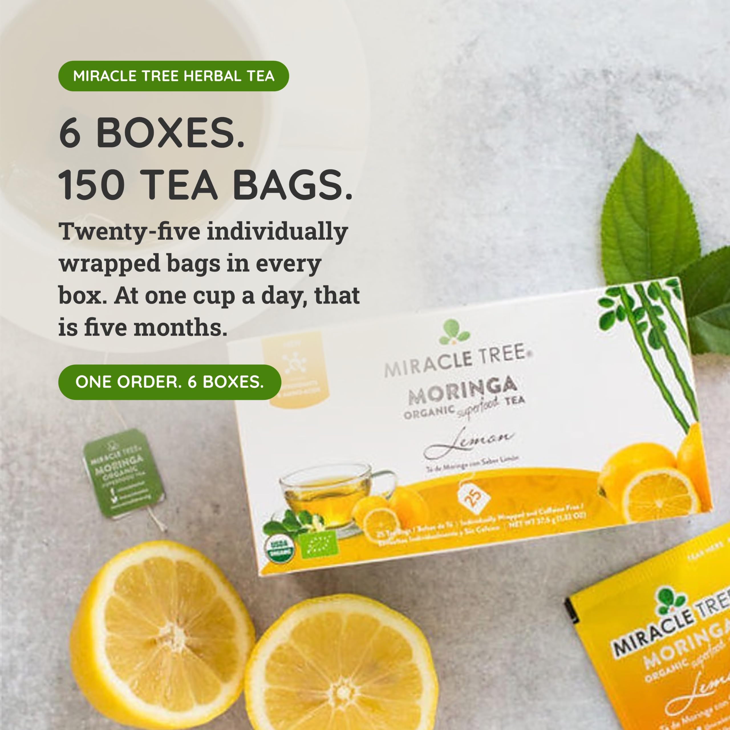 Amazon.com : Miracle Tree Organic Moringa Tea, Lemon, Caffeine