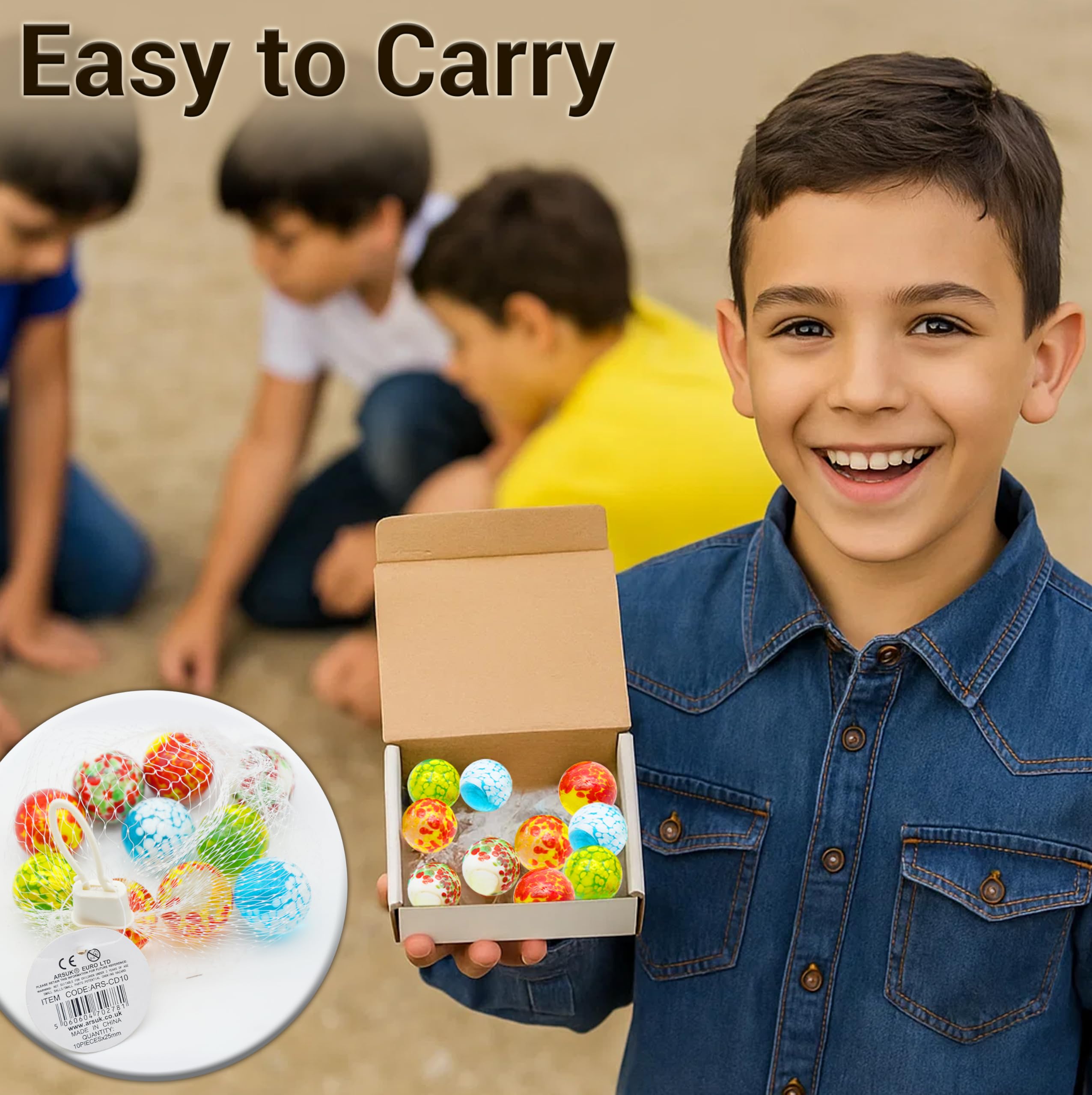 ARSUK Marmi a Pois in Vetro – 10 Biglie 25 mm Fatte a Mano, Set Colorato da Collezione per Bambini, Marble Run, Piste Biglie, Gioco Educativo, Decorazioni Casa, Giardino, Acquari, Regalo Creativo 250g